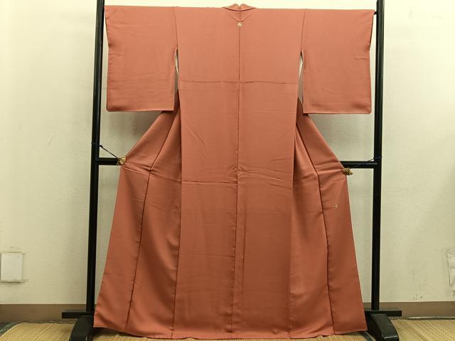 平和屋着物●上質な色無地　作家物　樺色　正絹　逸品　BAAX5441mz