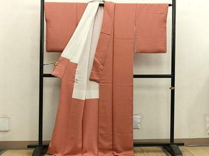 平和屋着物●上質な色無地　作家物　樺色　正絹　逸品　BAAX5441mz