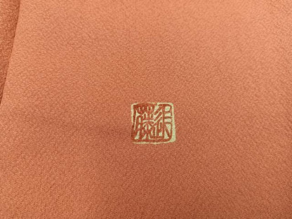 平和屋着物●上質な色無地　作家物　樺色　正絹　逸品　BAAX5441mz