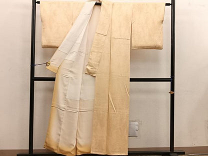 平和屋着物■上質な色無地 草葉地紋 飴色 正絹 逸品 BAAX5442mz