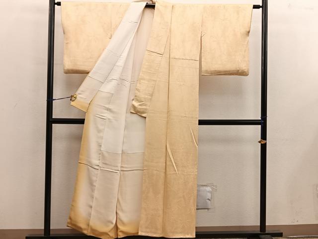 平和屋着物■上質な色無地 草葉地紋 飴色 正絹 逸品 BAAX5442mz