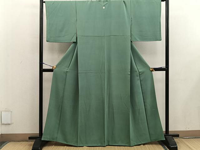 平和屋着物■上質な色無地　麹塵色　正絹　逸品　BAAX5444mz