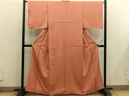 平和屋着物●二代目清次郎　手描き　色無地　樺色　正絹　逸品　BAAX5448mz