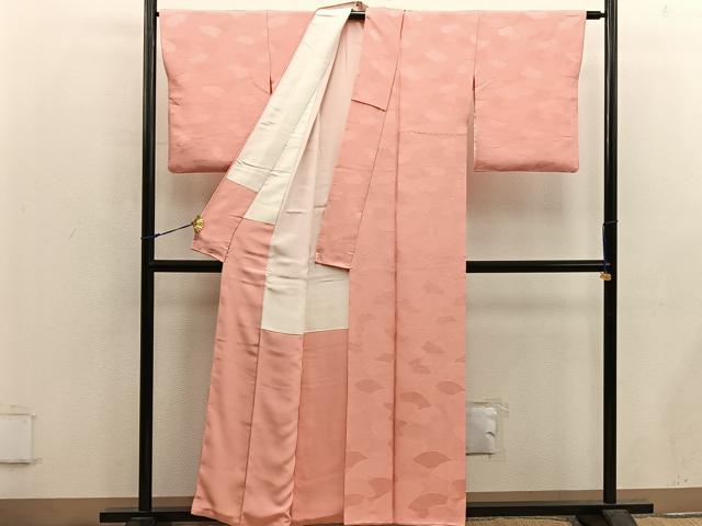 平和屋着物■上質な色無地 地紙重ね地紋 纁色 正絹 逸品 BAAX5449mz