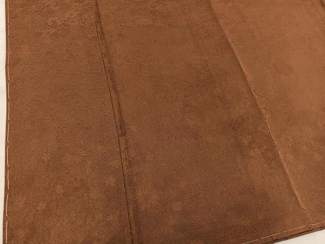 平和屋着物●上質な色無地　菊地紋　唐茶色　正絹　逸品　未使用　BAAX5450mz