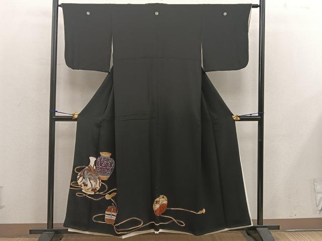 平和屋着物■豪華黒留袖 鳳凰陶器文 金彩 正絹 逸品 BAAX5458mz