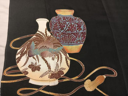 平和屋着物■豪華黒留袖 鳳凰陶器文 金彩 正絹 逸品 BAAX5458mz