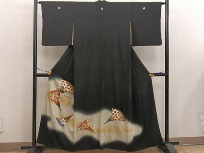 平和屋着物■豪華黒留袖 亀甲花文 暈し染め 金彩 正絹 逸品 BAAX5459mz