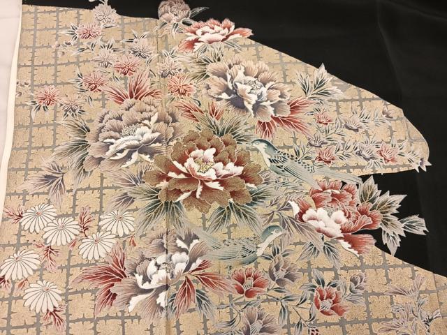 平和屋着物■豪華黒留袖 花鳥文 金糸 正絹 逸品 BAAX5460mz