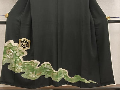 平和屋着物■豪華黒留袖 駒刺繍 亀甲菊花文 金彩 正絹 逸品 BAAX5462mz