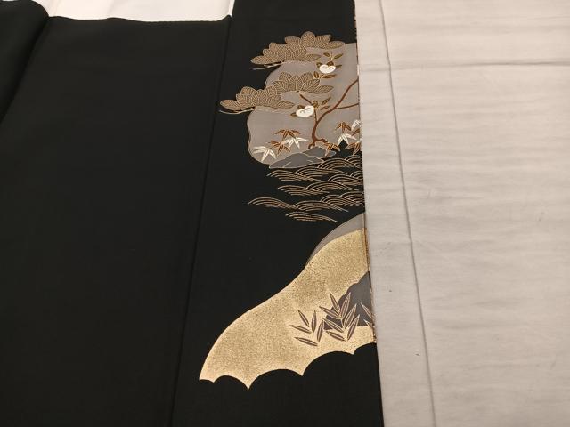 平和屋着物■豪華黒留袖 駒刺繍 飛鶴風景文 金彩 正絹 逸品 BAAX5467mz