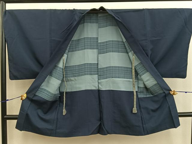平和屋着物○男性 紬 アンサンブル 霞文 正絹 逸品 未使用 CABD8977gh