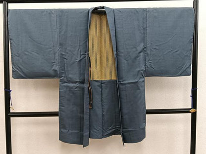 平和屋着物＃男性　羽織　紬　錆鼠色　正絹　逸品　BAAX5475mz