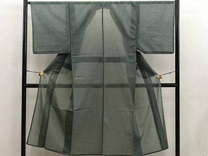 平和屋着物＊夏物　男性　紗紬　岩井茶色　正絹　逸品　BAAX5477mz