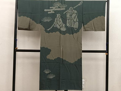 平和屋着物■男性　長襦袢　袷　絞り　人物文　正絹　逸品　BAAX5479mz