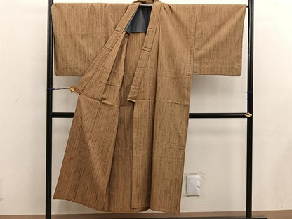 平和屋着物▽男性　紬　単衣　絣文様　正絹　逸品　BAAX5481mz