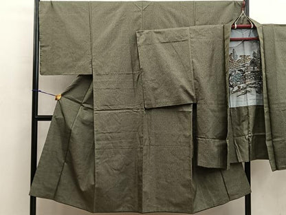 平和屋着物■男性 紬 アンサンブル 80亀甲 総詰め 正絹 逸品 BAAX5484mz