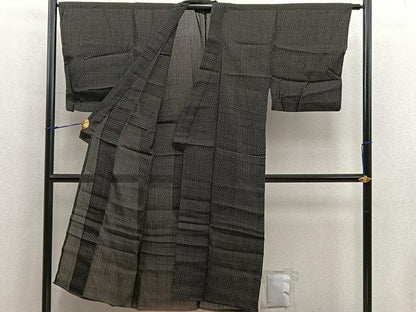 平和屋着物＊夏物　男性　お召　絣文様　正絹　逸品　BAAX5485mz