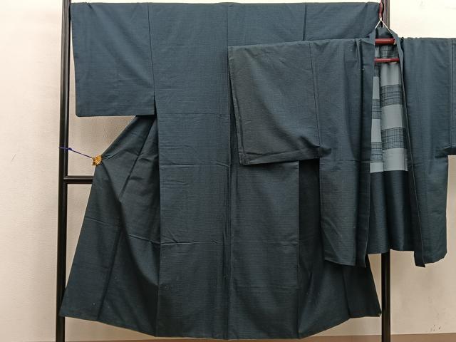 平和屋着物■男性 紬 アンサンブル 100亀甲 総詰め 正絹 逸品 BAAX5488mz