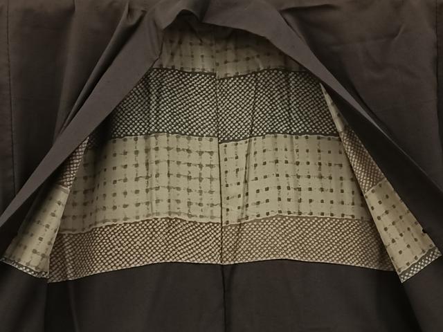 平和屋着物＃男性　羽織　髭紬　黒緑色　正絹　逸品　BAAX5489mz