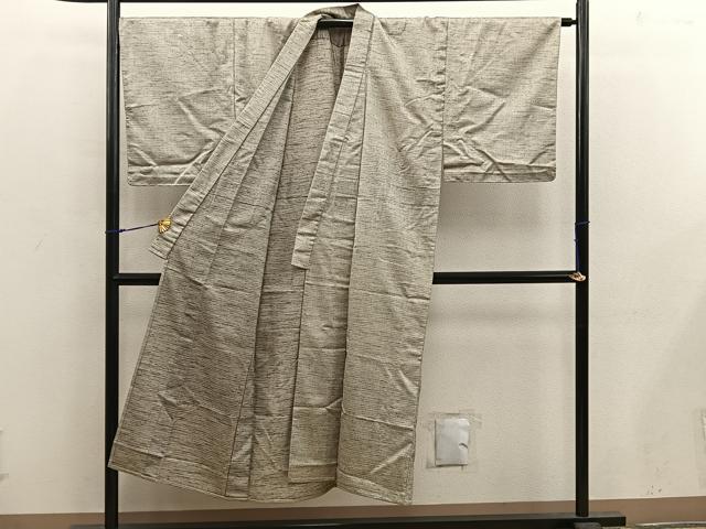 平和屋着物▽男性　紬　単衣　アンサンブル　亀甲柄　正絹　逸品　BAAX5491mz