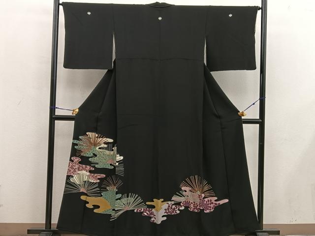 平和屋着物■豪華黒留袖 七宝花文 金彩 正絹 逸品 BAAX5492mz