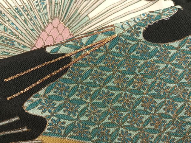 平和屋着物■豪華黒留袖 七宝花文 金彩 正絹 逸品 BAAX5492mz