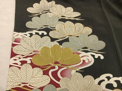 平和屋着物■豪華黒留袖 駒刺繍 立波草葉文 暈し染め 金彩 正絹 逸品 BAAX5494mz