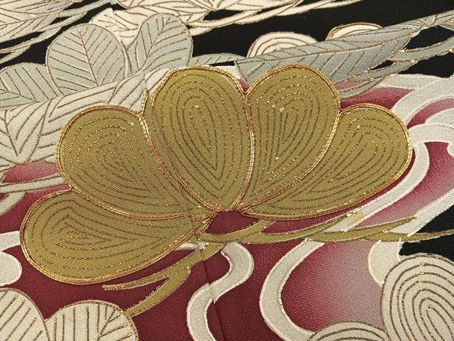 平和屋着物■豪華黒留袖 駒刺繍 立波草葉文 暈し染め 金彩 正絹 逸品 BAAX5494mz