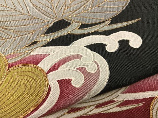 平和屋着物■豪華黒留袖 駒刺繍 立波草葉文 暈し染め 金彩 正絹 逸品 BAAX5494mz