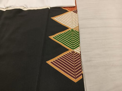 平和屋着物■豪華黒留袖 駒刺繍 双鶴 金彩 正絹 逸品 BAAX5495mz
