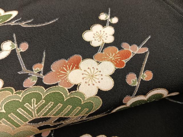 平和屋着物■豪華黒留袖　駒刺繍　御所車花文　正絹　逸品　BAAX5499mz