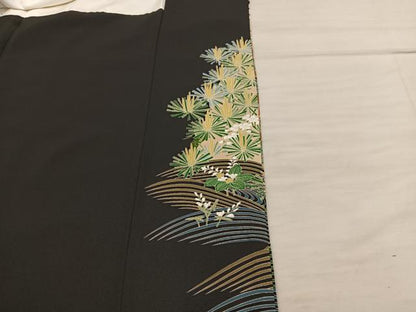 平和屋着物■豪華黒留袖　友禅　梅花文　正絹　逸品　BAAX5501mz