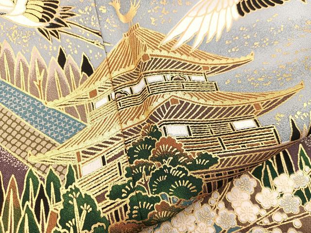 平和屋着物■豪華黒留袖 飛鶴風景花文 暈し染め 金彩 正絹 逸品 BAAX5504mz