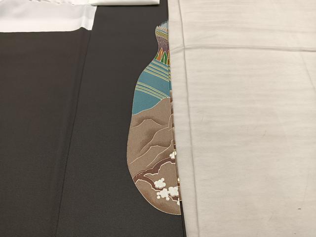 平和屋着物■豪華黒留袖 飛鶴風景花文 暈し染め 金彩 正絹 逸品 BAAX5504mz