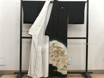 平和屋着物■豪華黒留袖 澪標図 寿光織 暈し染め 金糸 正絹 逸品 BAAX5515mz