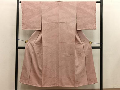 平和屋着物■上質な色無地　七宝花地紋　宍色　正絹　逸品　BAAX5520mz