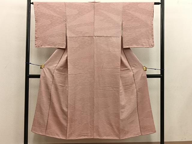 平和屋着物■上質な色無地　七宝花地紋　宍色　正絹　逸品　BAAX5520mz