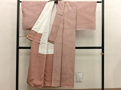 平和屋着物■上質な色無地　七宝花地紋　宍色　正絹　逸品　BAAX5520mz
