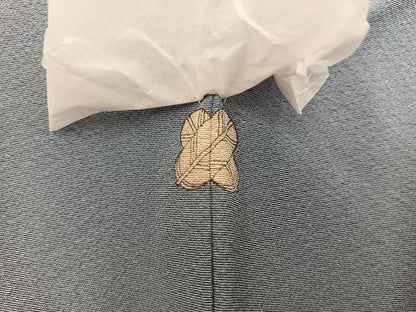 平和屋着物●本草木染作家　瑞寶　色無地　堅牢草木染　灰青色　反端付き　正絹　逸品　未使用　BAAX5524mz