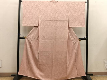 平和屋着物■上質な色無地　松皮菱花地紋　宍色　正絹　逸品　BAAX5525mz
