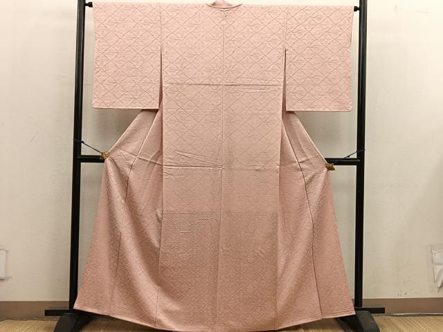 平和屋着物■上質な色無地　松皮菱花地紋　宍色　正絹　逸品　BAAX5525mz