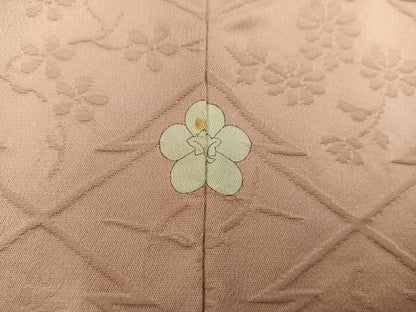 平和屋着物■上質な色無地　松皮菱花地紋　宍色　正絹　逸品　BAAX5525mz