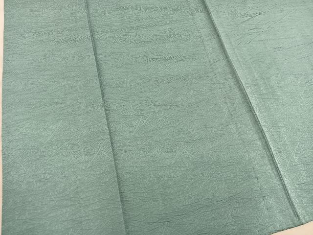 平和屋着物▽上質な色無地　単衣　霞地紋　山葵色　正絹　逸品　BAAX5526mz
