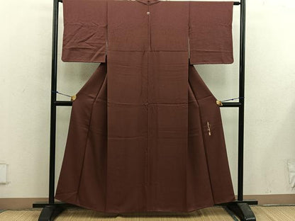 平和屋着物■本草木染作家　瑞寶　色無地　紋意匠　栗皮茶色　正絹　逸品　BAAX5527mz