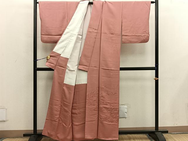 平和屋着物■色留訪問着　石庭地紋　曙色　正絹　逸品　BAAX5531mz