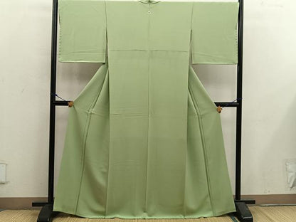 平和屋着物●上質な色無地　青朽葉色　さが美扱い　正絹　逸品　BAAX5532mz
