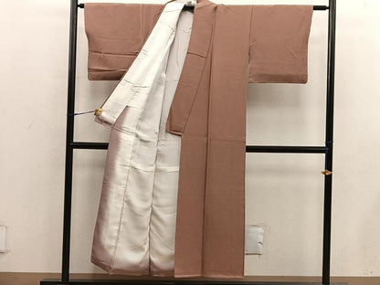 平和屋着物■上質な色無地　胡桃色　正絹　逸品　未使用　BAAX5534mz