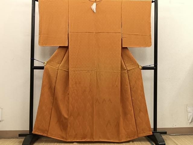 平和屋着物■上質な色無地　樹林地紋　土色　正絹　逸品　BAAX5535mz