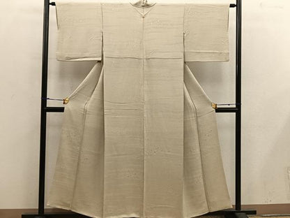 平和屋着物■上質な色無地　箔散らし地紋　枯色　正絹　逸品　BAAX5538mz